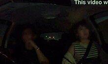 Јапанска аматерка са великим грудима се јебе у лице у аутомобилу